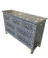 Midnight Blue Mother of Pearl 7 drawer chest sideboard